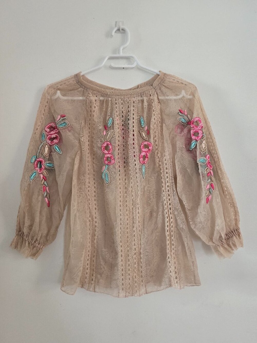 Vintage Matthew Williamson Romantic Poet Blouse Nude Lace Size 8 Small